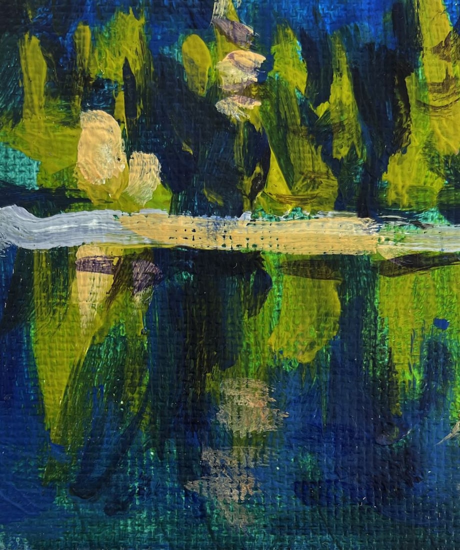 Acrylic painting Summer forest lake Mykhailo Patskan - 7