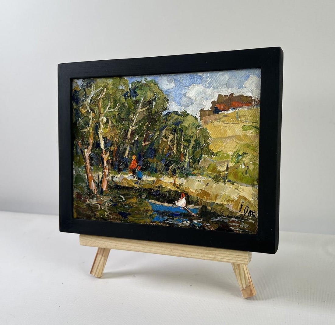 Oil painting Family vacation on the lake Oksana Ivanyuk - 3