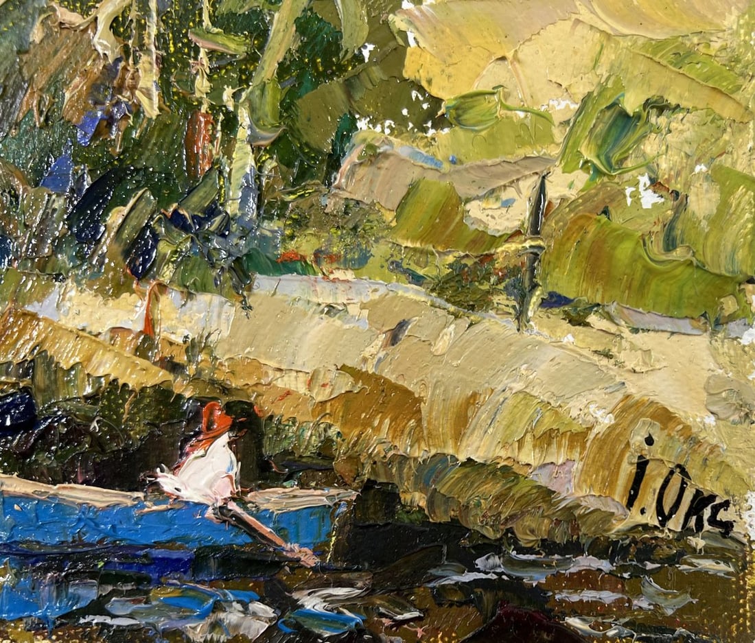 Oil painting Family vacation on the lake Oksana Ivanyuk - 7