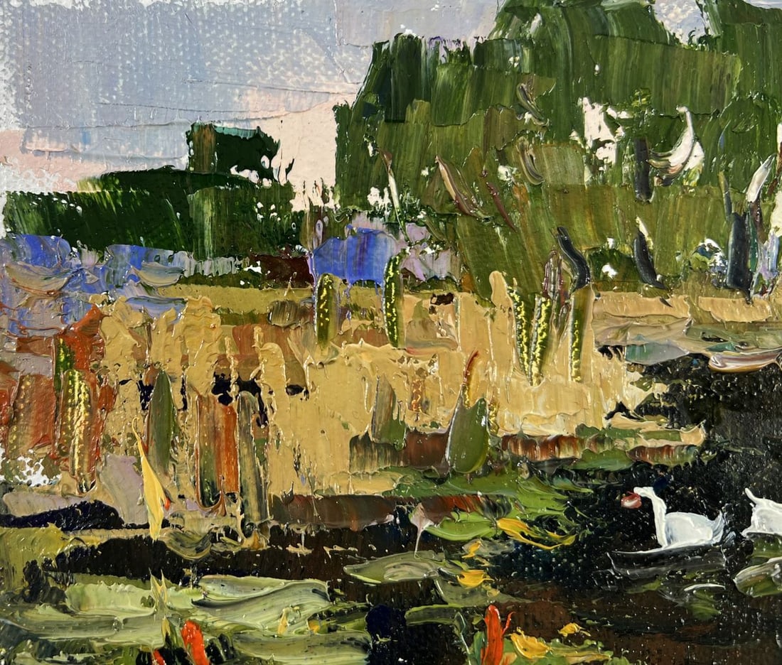 Oil painting Geese in the lake Oksana Ivanyuk - 4