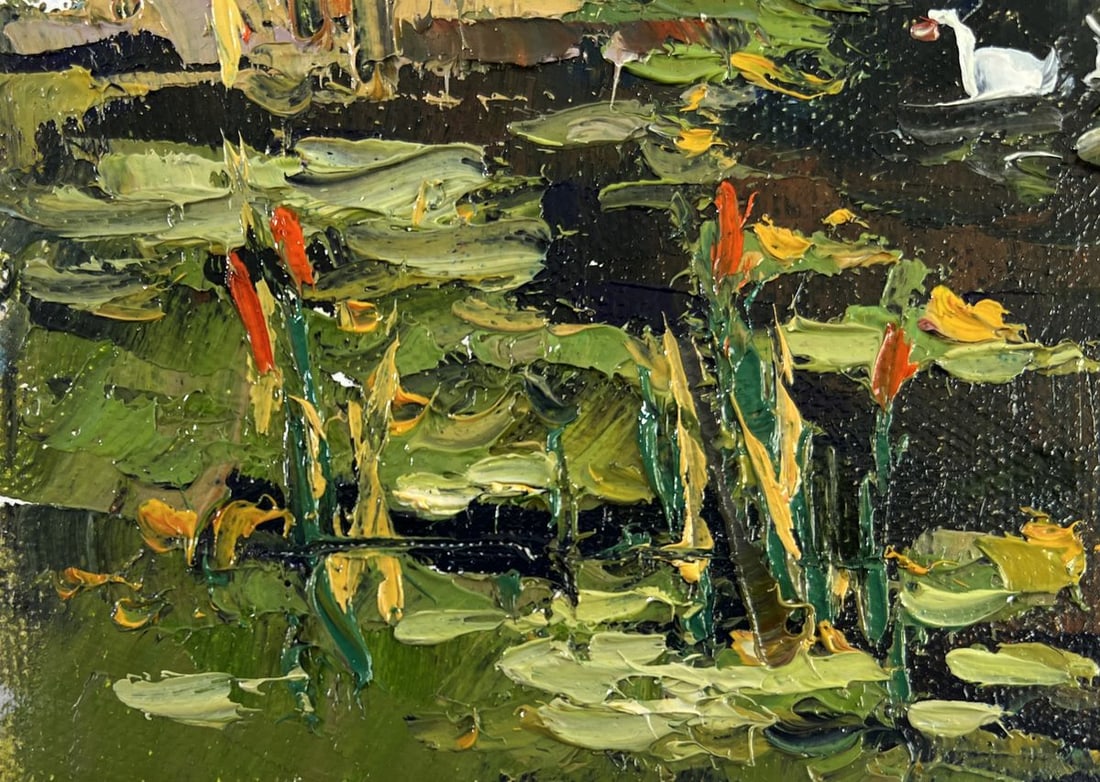 Oil painting Geese in the lake Oksana Ivanyuk - 6