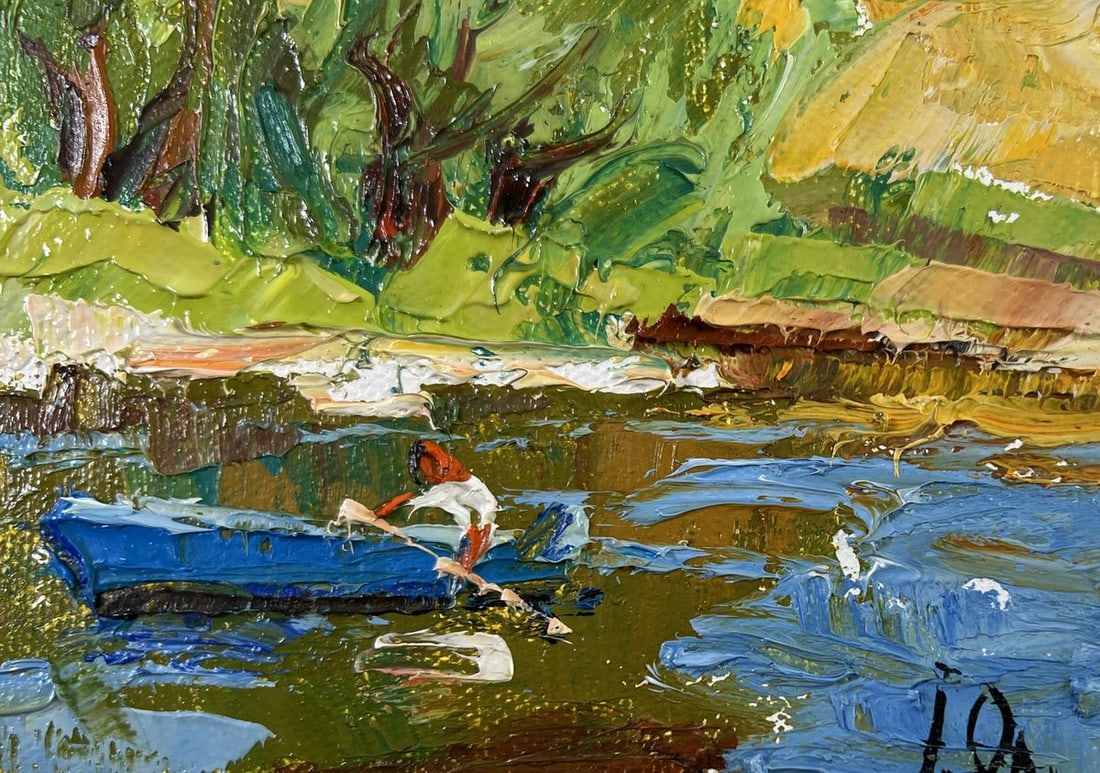 Oil painting Willows by the pond Alex Kalenyuk - 7