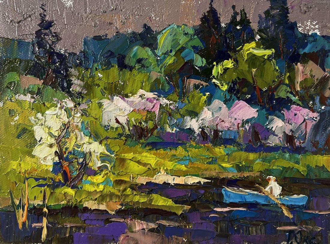 Oil painting Breath of spring in green groves Oksana Ivanyuk: Title: Oil painting Breath of spring in green groves Oksana Ivanyuk Description: №AAA5364 The oil painting on Canvas titled "Breath of Spring in Green Groves" captures a poetic moment of renewal