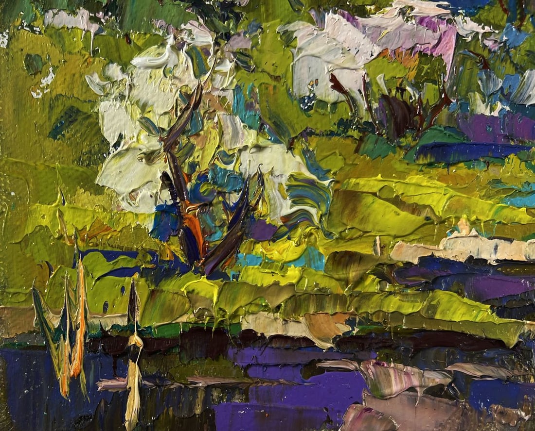 Oil painting Breath of spring in green groves Oksana Ivanyuk - 6