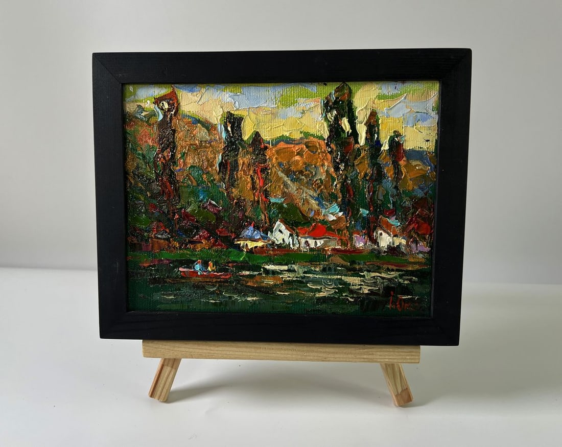 Oil painting Walking around the village lake Oksana Ivanyuk - 2