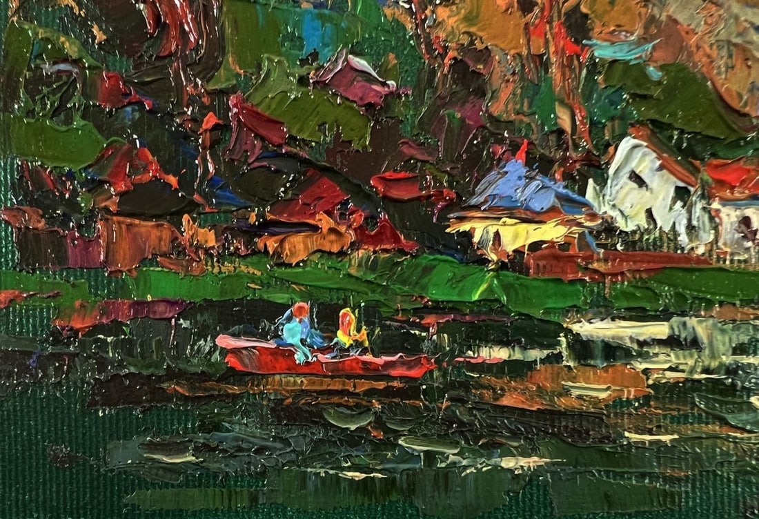 Oil painting Walking around the village lake Oksana Ivanyuk - 6