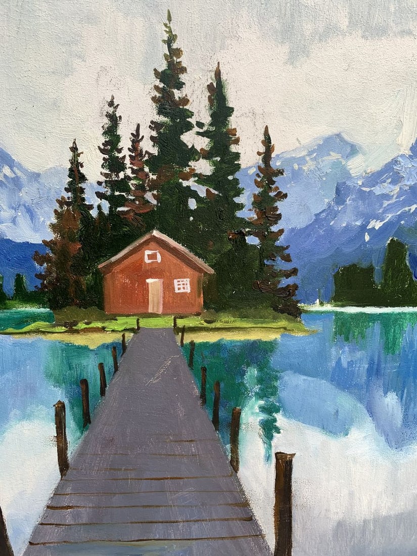 Oil painting Hut on the lake Tatyana Derdey - 11