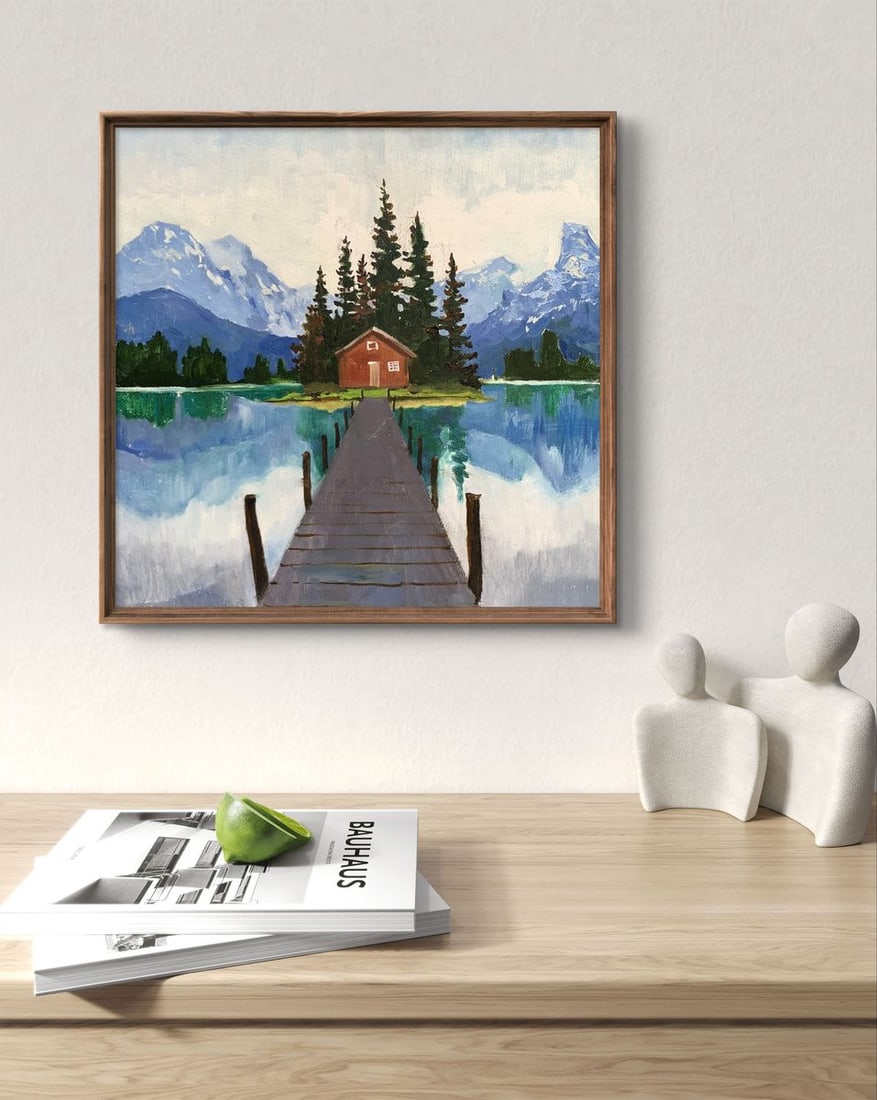 Oil painting Hut on the lake Tatyana Derdey - 3