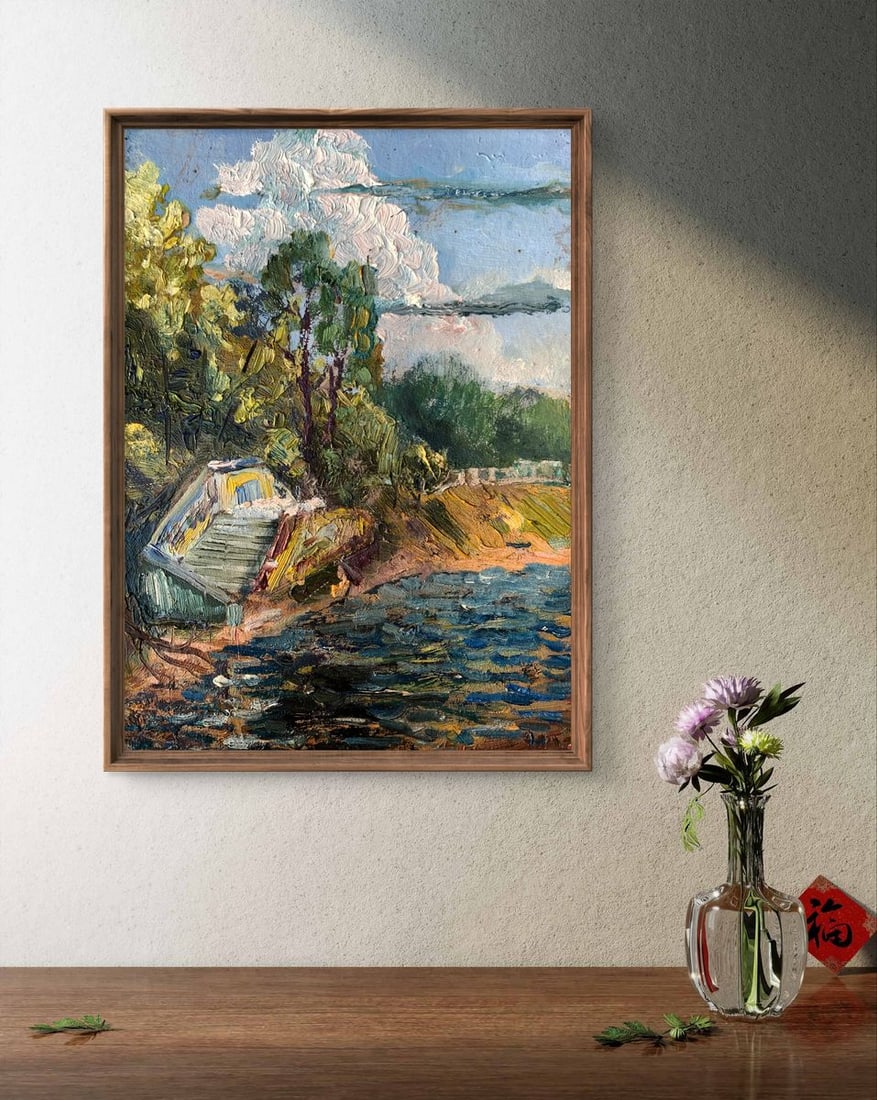 Oil painting City park with a lake Leonid Maistrenko - 2