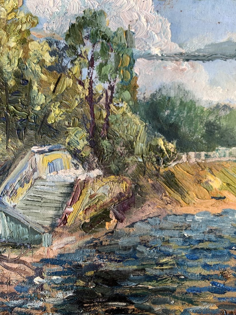 Oil painting City park with a lake Leonid Maistrenko - 9