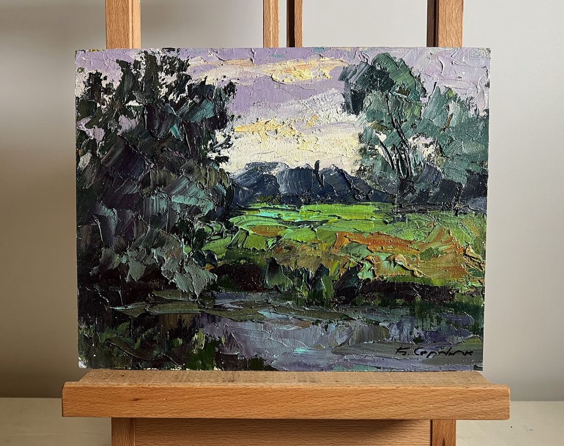 Oil painting In the evening on the meadow Boris Serdyuk - 2