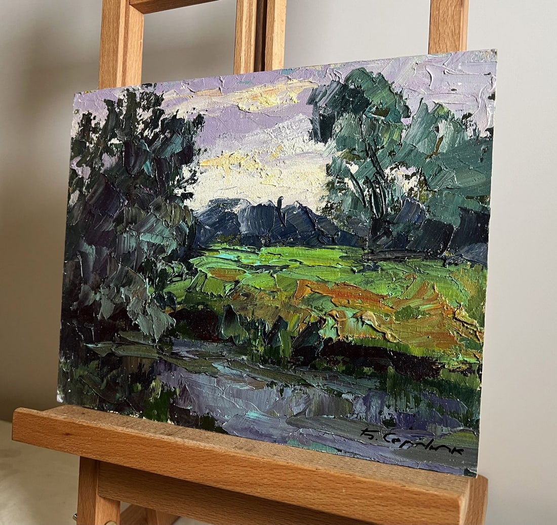 Oil painting In the evening on the meadow Boris Serdyuk - 3