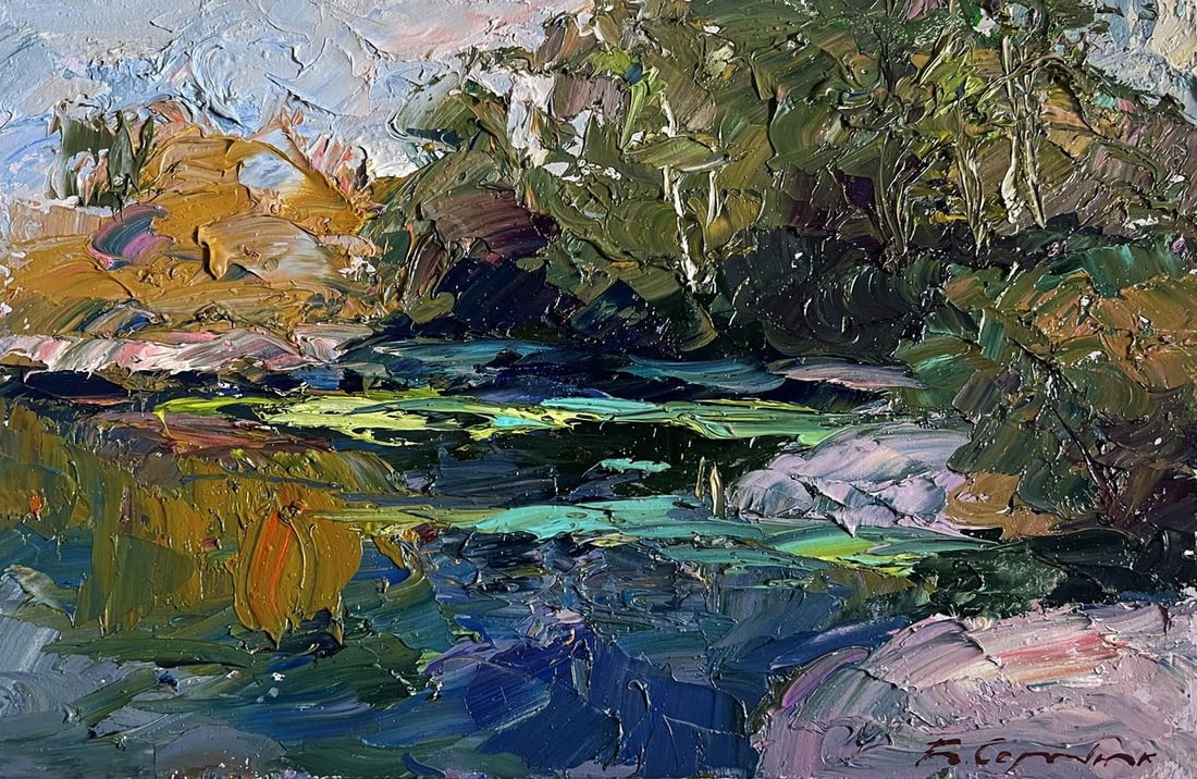 Oil painting Relaxation on the lake Boris Serdyuk: Title: Oil painting Relaxation on the lake Boris Serdyuk Description: №AAA3779 This oil painting cardboard, titled "Relaxation on the lake", the composition draws the viewer’s eye into