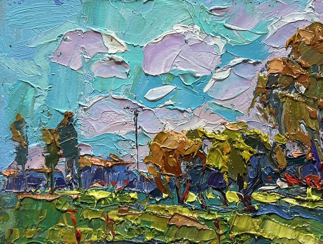 Oil painting Near the village lake Oksana Kalenyuk - 6