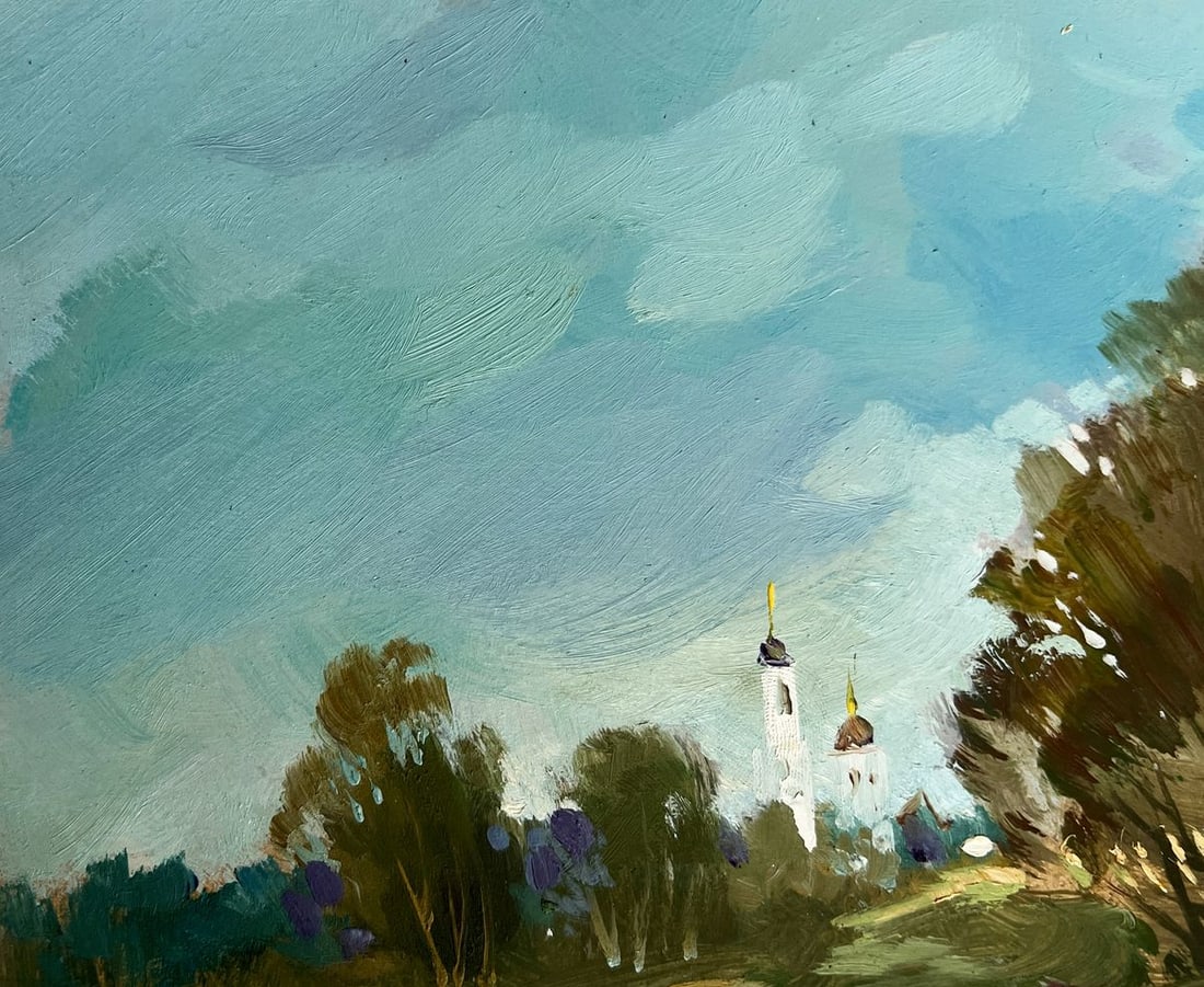 Oil painting There is a lake behind the village Yuriy Suprunchuk - 4