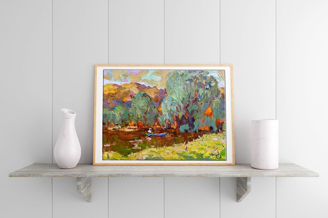 Oil painting Willow above the pond Alex Kalenyuk - 2