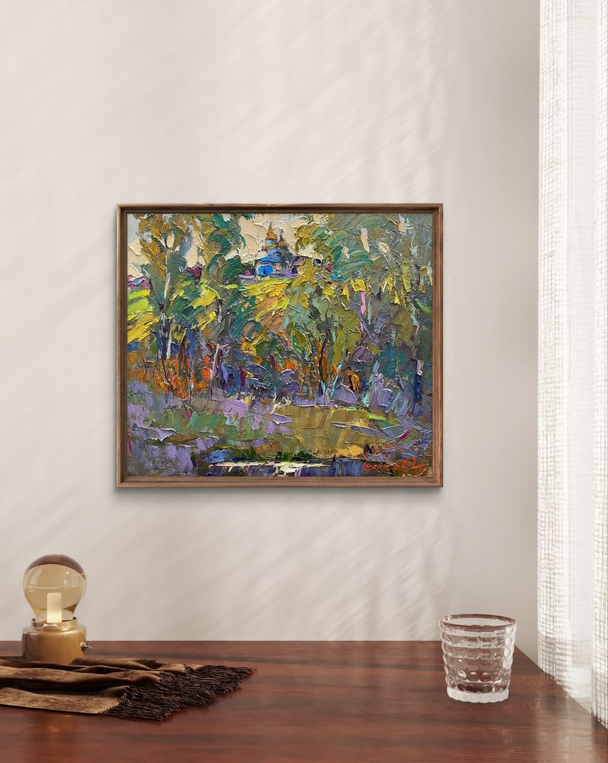 Oil painting Behind the village on the lake Oksana Kalenyuk - 2