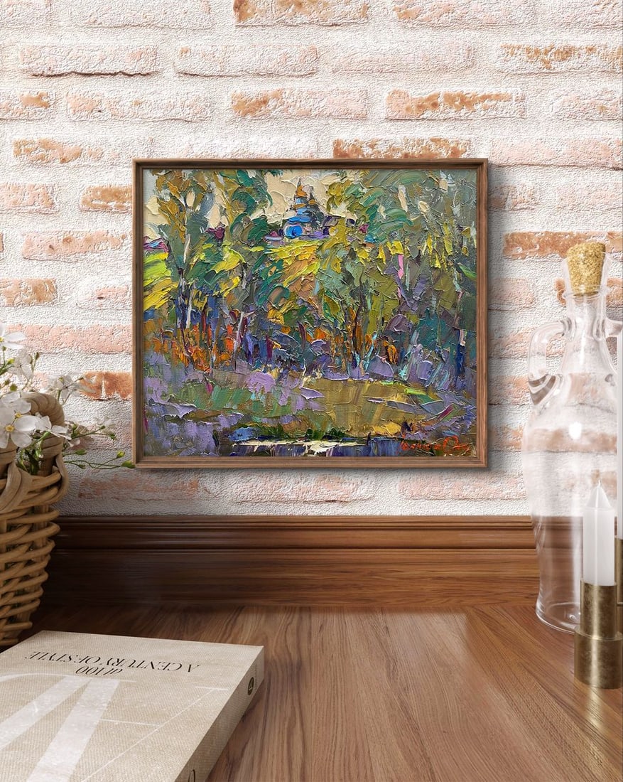 Oil painting Behind the village on the lake Oksana Kalenyuk - 3