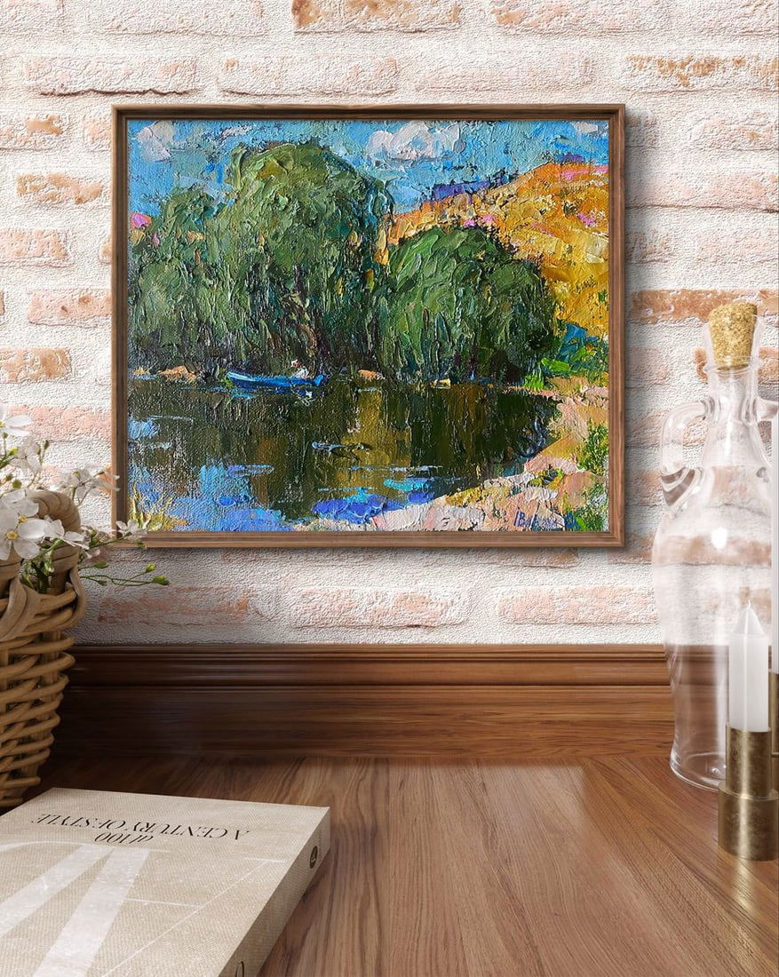 Oil painting In a boat on the lake Alex Kalenyuk - 3