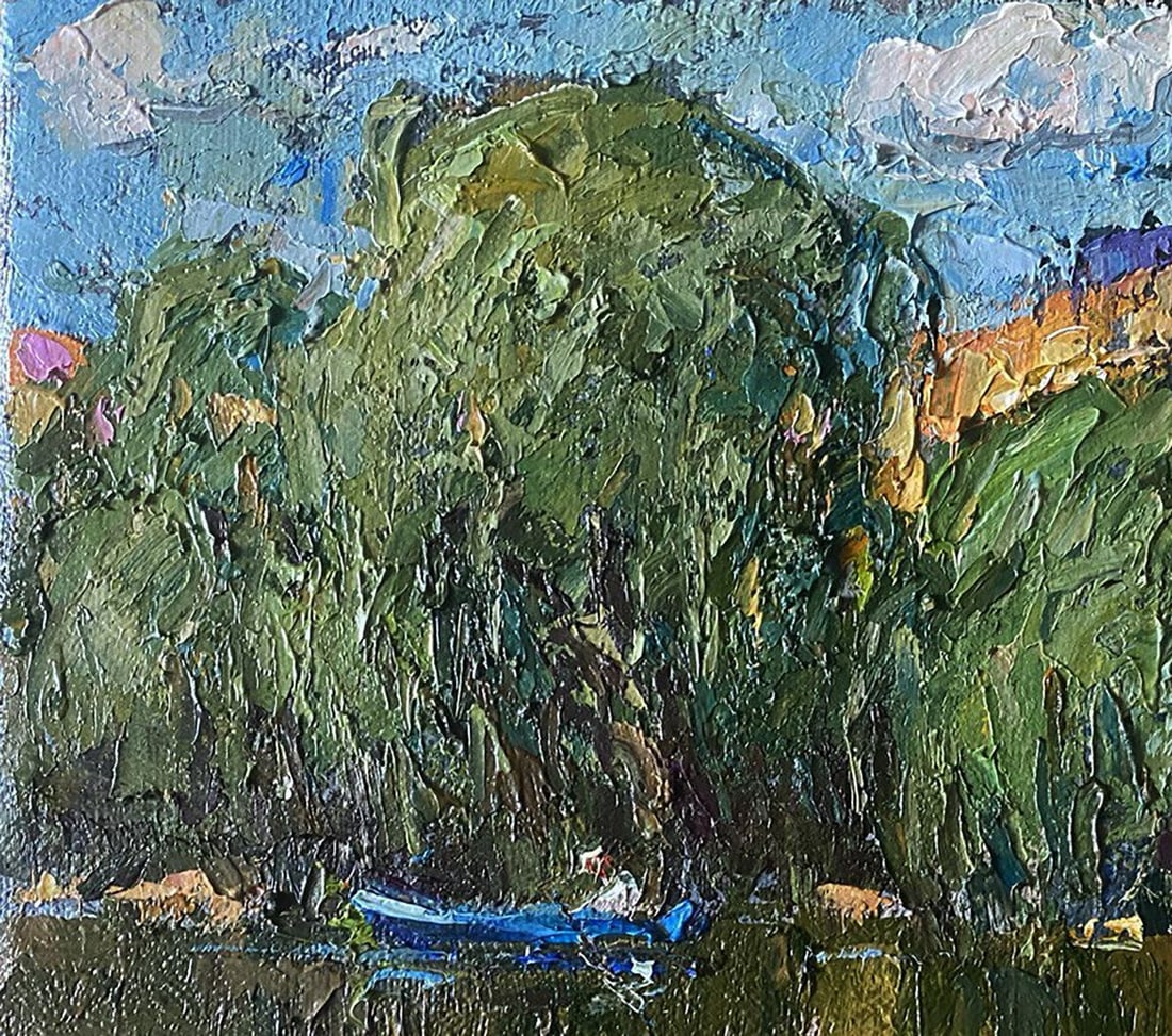 Oil painting In a boat on the lake Alex Kalenyuk - 4