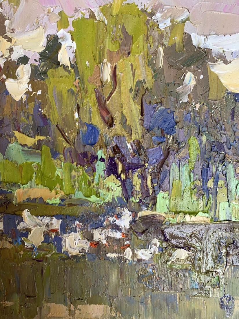 Oil painting Geese in the lake Oksana Kalenyuk - 11