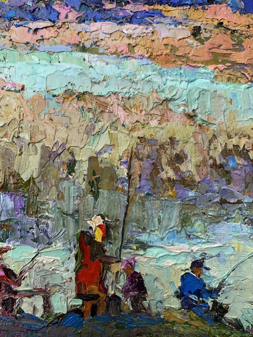 Oil painting Fishing with friends Oksana Kalenyuk - 7