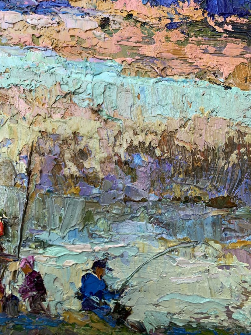 Oil painting Fishing with friends Oksana Kalenyuk - 8