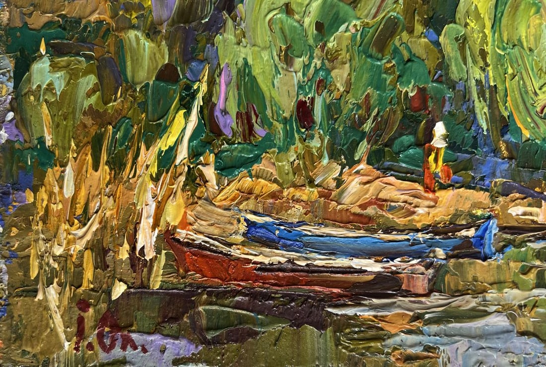 Oil painting Red and blue boat Alex Kalenyuk - 7