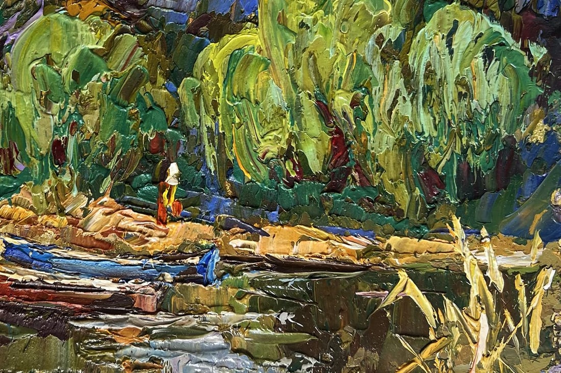 Oil painting Red and blue boat Alex Kalenyuk - 8