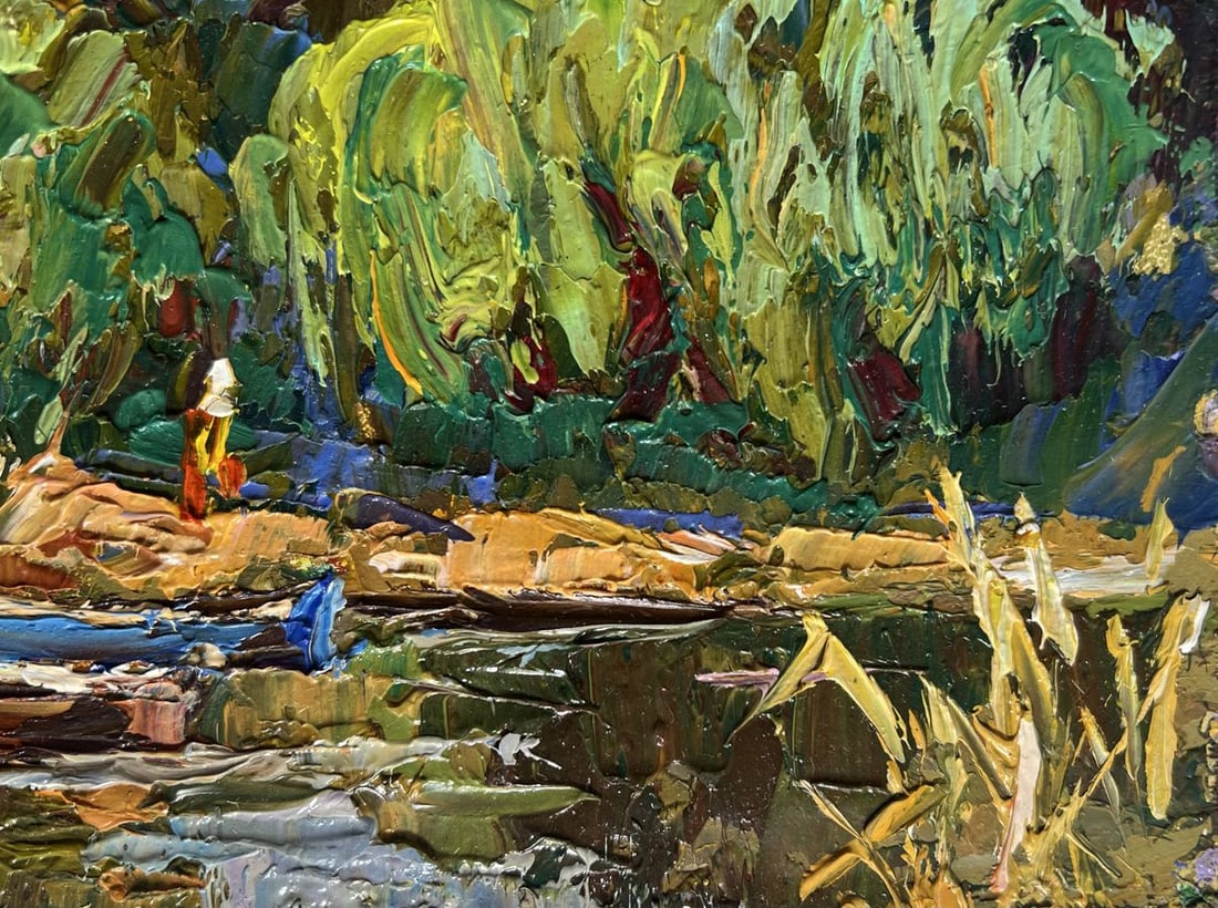 Oil painting Red and blue boat Alex Kalenyuk - 9