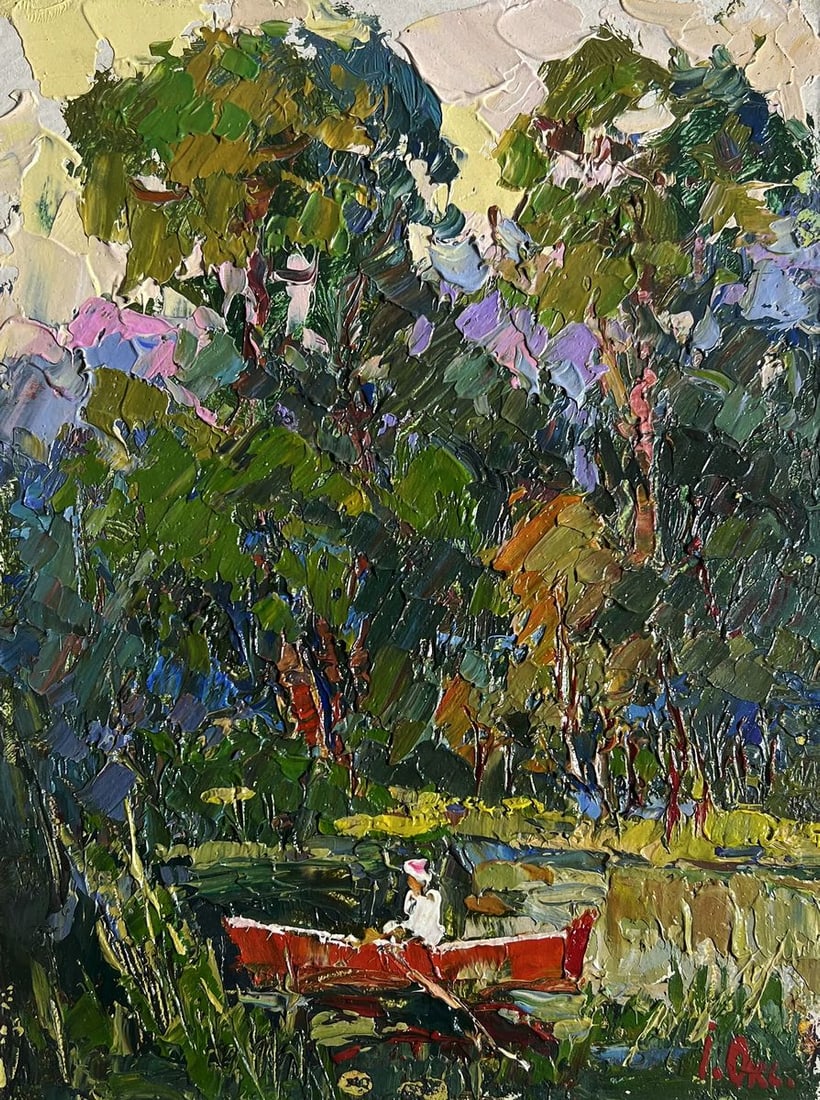 Oil painting A break from the city Oksana Kalenyuk: Title: Oil painting A break from the city Oksana Kalenyuk Description: №AAA3880 This oil painting cardboard, titled "A break from the city", The painting evokes a sense of peace and solitude, in