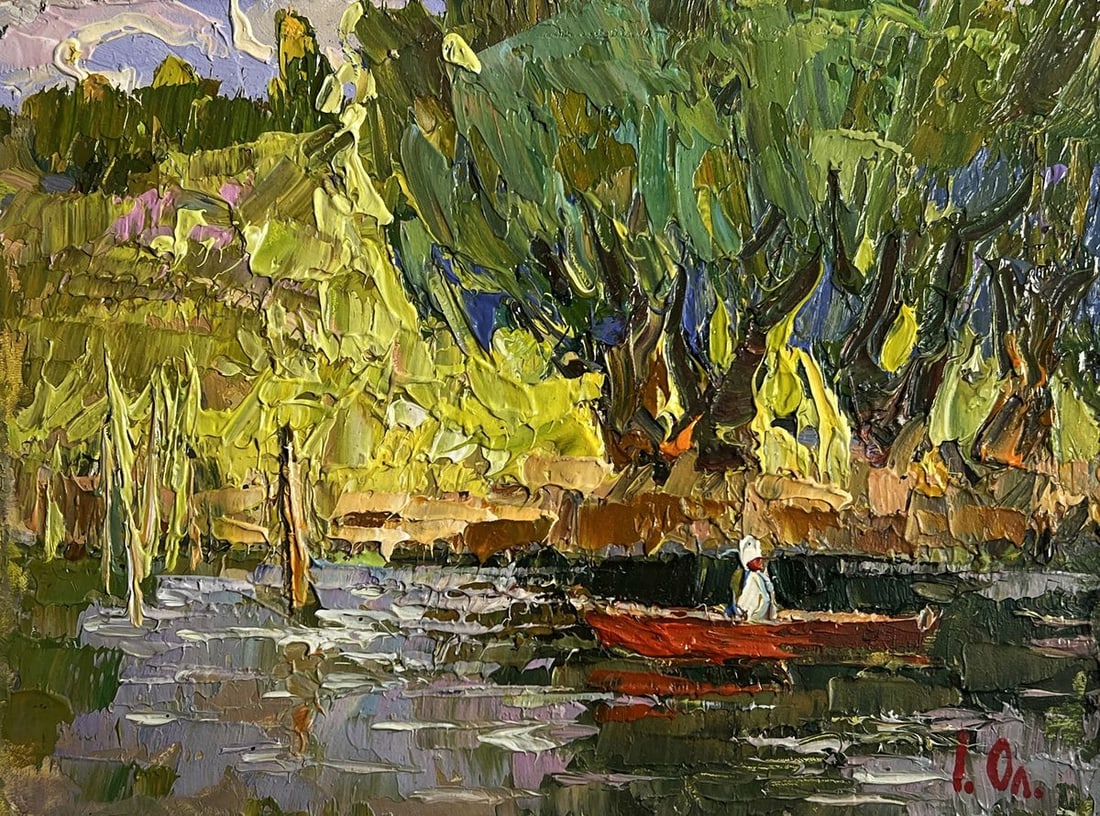 Oil painting Summer boat vacation Alex Kalenyuk (1 of 10)