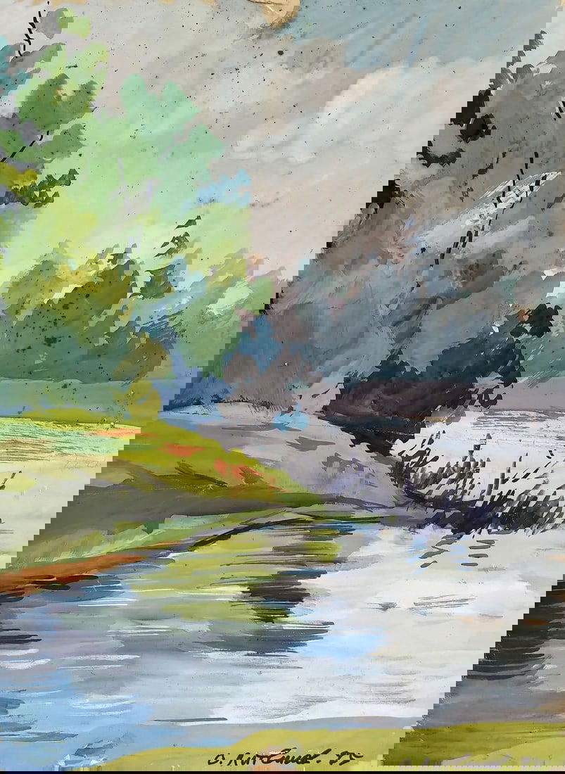 Painting Forest Lake Litvinov Oleg Arkad'yevich (1 of 4)