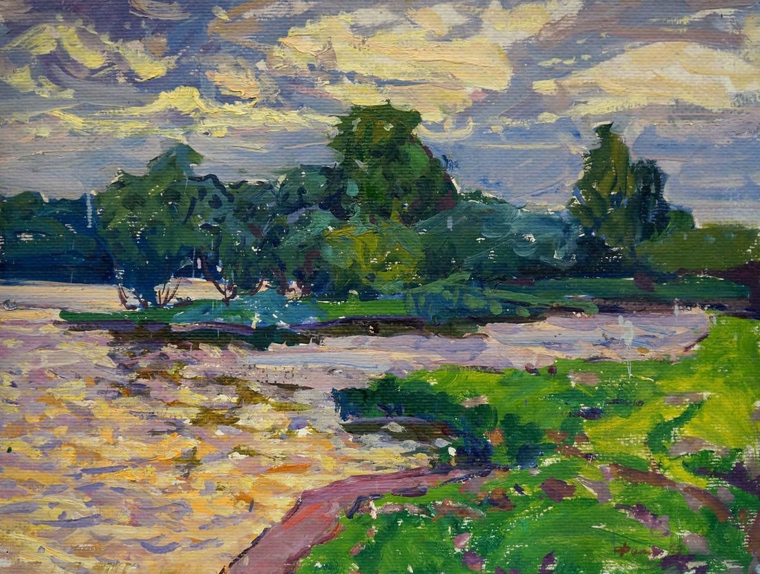 Oil painting At a lake Fomin Anatoly Nikiforovich: Title: Oil painting At a lake Fomin Anatoly Nikiforovich Description: №Verns 213 *** ABOUT THIS PAINTING *** * TITLE: "At a lake" * ARTISTS: Fomin Anatoly Nikiforovich * SIZE: 45x60 cm/'17.71x23