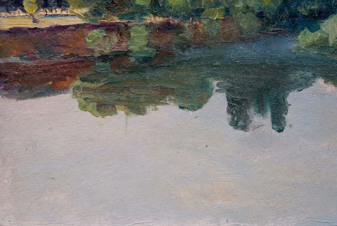 Oil painting Evening over the river Dmitry Lednev - 2