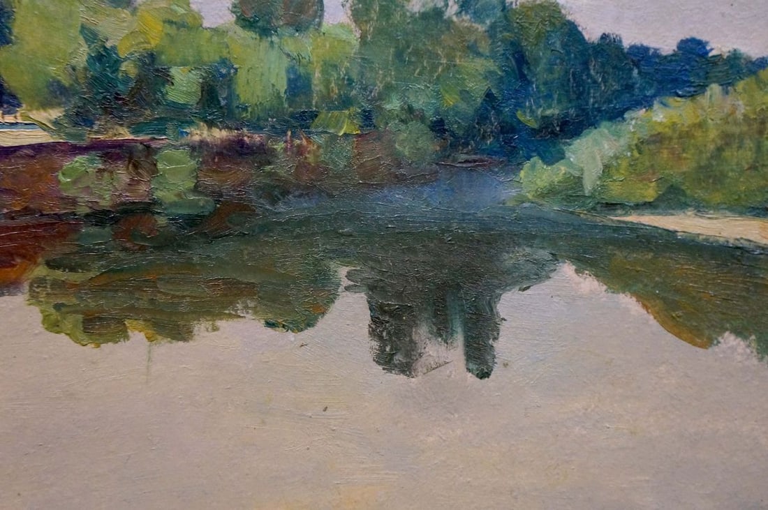 Oil painting Evening over the river Dmitry Lednev - 6