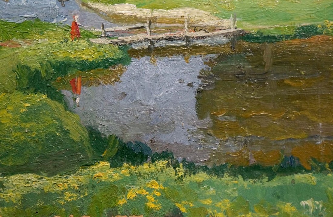 Oil painting Children at the pond - 2