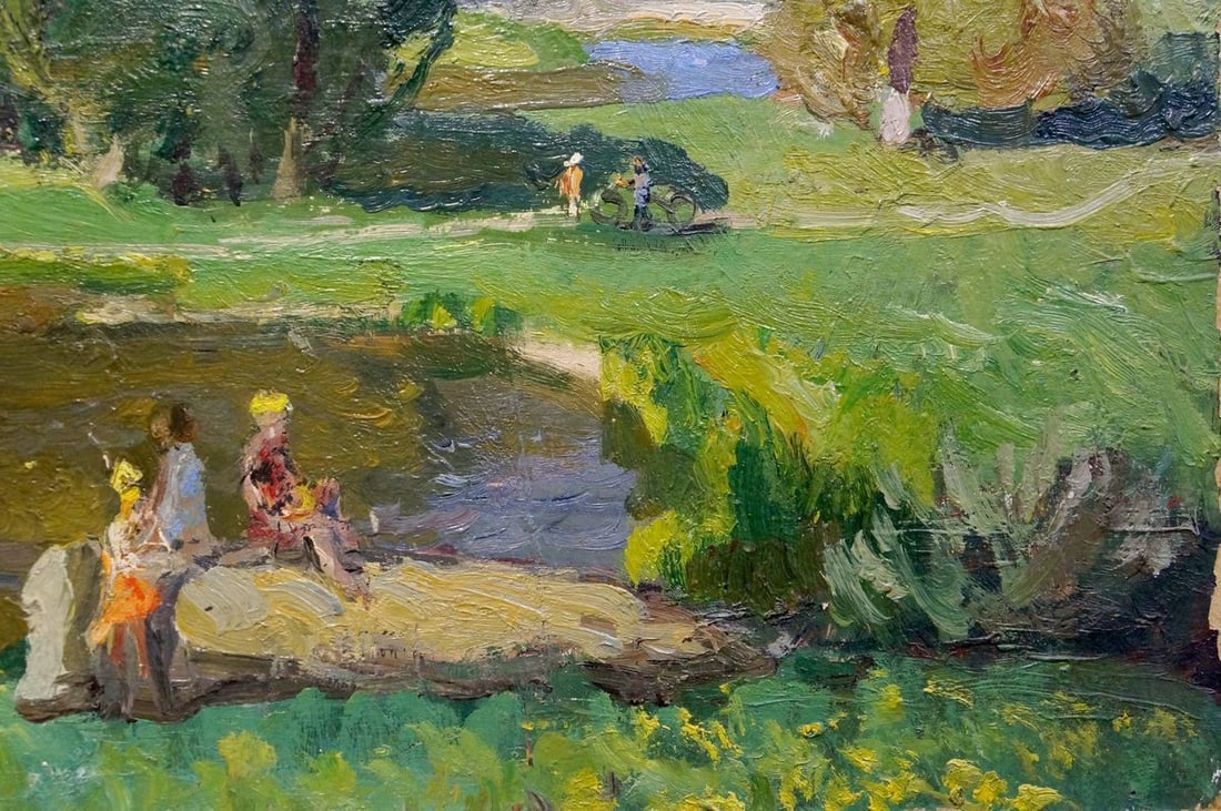 Oil painting Children at the pond - 3