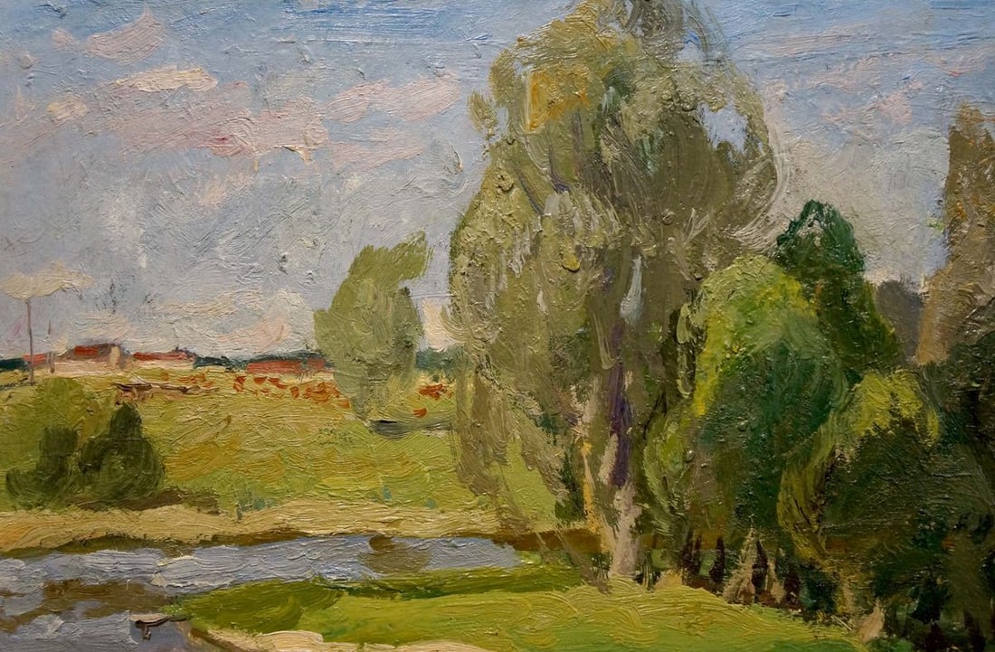 Oil painting Children at the pond - 4