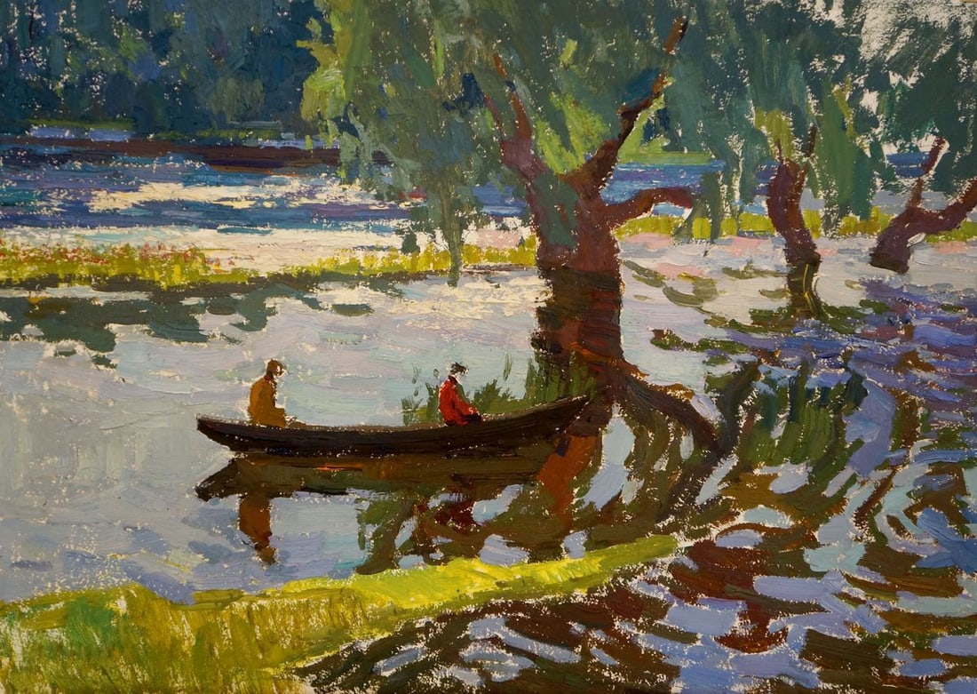 Oil painting In the boat Sevastyanov Viktor Grigorievich: Title: Oil painting In the boat Sevastyanov Viktor Grigorievich Description: №Verns 1017 *** ABOUT THIS PAINTING *** * TITLE: "In the boat" * ARTISTS: Sevastyanov Viktor Grigorievich * SIZE: 50x
