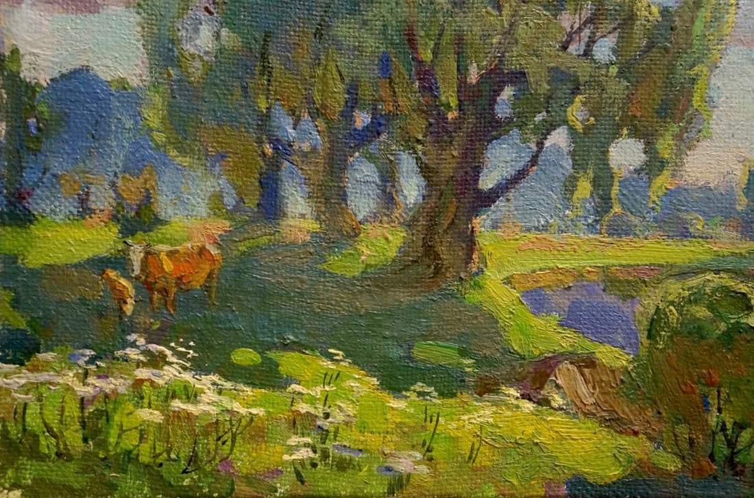 Oil painting Landscape with a lake Zhabinsky Leonid Andreevich - 2