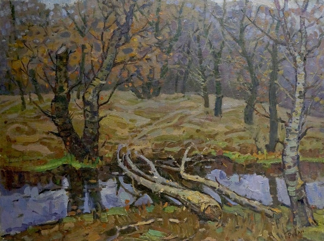 Oil painting Wetland Ruban Grigory Savelievich: Title: Oil painting Wetland Ruban Grigory Savelievich Description: №Vern 925 *** ABOUT THIS PAINTING *** * TITLE: "Wetland" * ARTISTS: Ruban Grigory Savelievich * SIZE: 60x80 cm/'23.62x31.49 inc