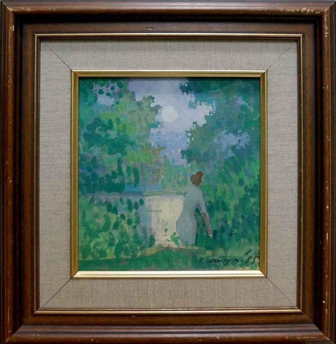 Oil painting Girl at the Pond Unknown artist (1 of 8)