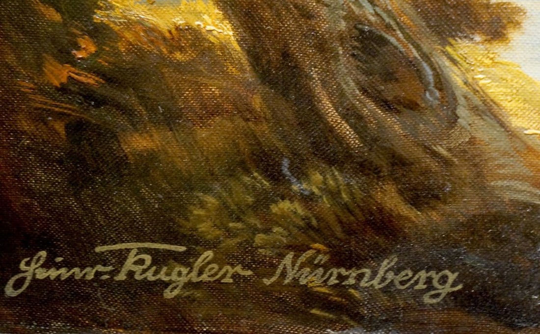 Oil painting People have a rest in the forest park - 6