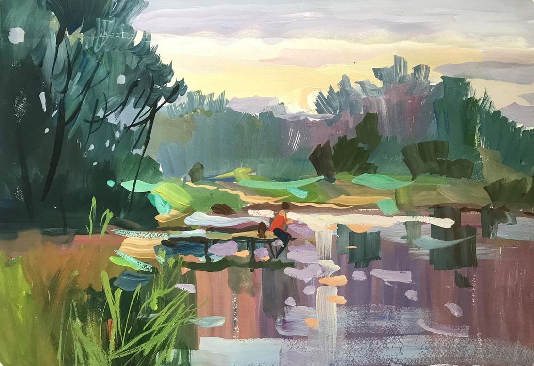 Oil painting By the pond Unknown artist - 4
