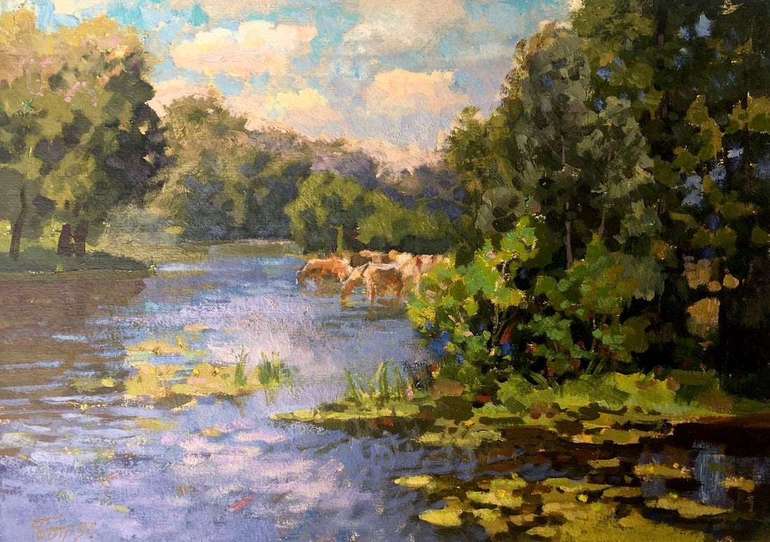 Oil painting Hot day Batrakov Vladimir Grigorievich: Title: Oil painting Hot day Batrakov Vladimir Grigorievich Description: №AAA2393 *** ABOUT THIS PAINTING *** * TITLE: "Hot day" * ARTISTS: Batrakov Vladimir Grigorievich * SIZE: 36x50 cm/'14.17x