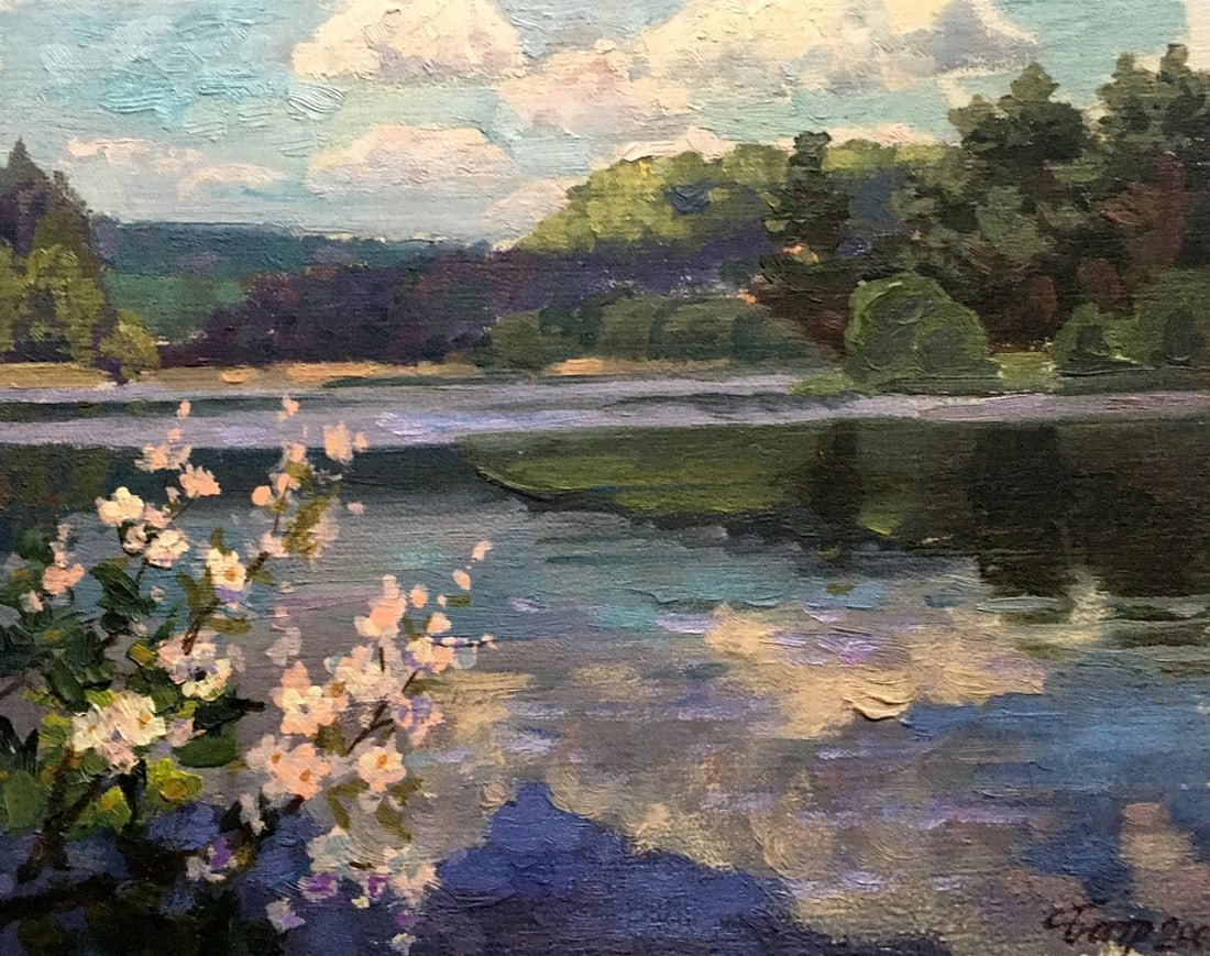 Oil painting Spring lake Batrakov Vladimir Grigorievich: Title: Oil painting Spring lake Batrakov Vladimir Grigorievich Description: №AAA2562 *** ABOUT THIS PAINTING *** * TITLE: "Spring lake" * ARTISTS: Batrakov Vladimir Grigorievich * SIZE: 24x19 cm