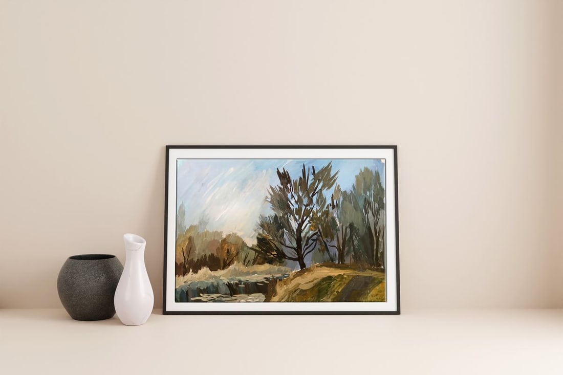 Gouache painting Autumn days Unknown artist - 2