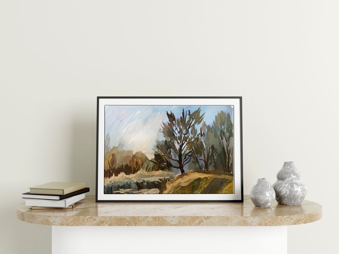 Gouache painting Autumn days Unknown artist - 3