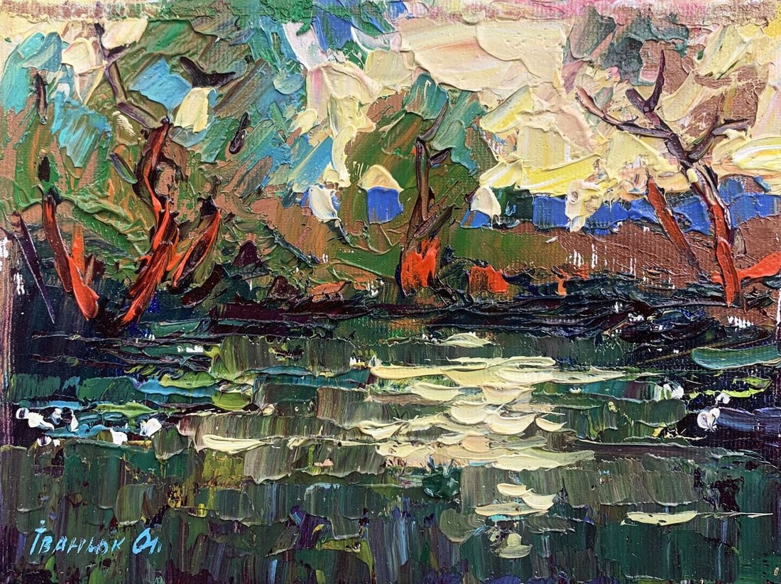 Oil painting Evening over the pond Kalenyuk Alex (1 of 7)